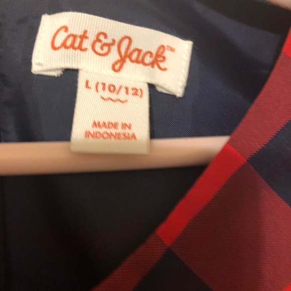 Girls Cat and Jack Red and blue Holiday Dress - Picture 4 of 6